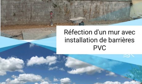 Réfection d'un mur avec installation d'une barrière PVC à BOURGOIN-JALLIEU