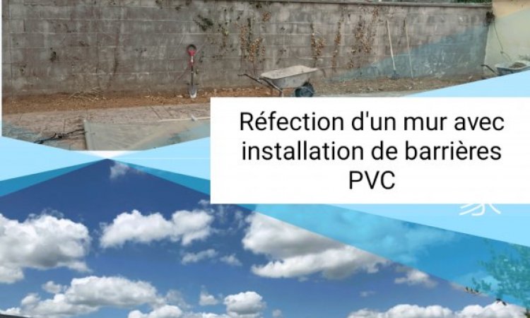 Avant/Après - Réfection d'un mur avec installation d'une barrière PVC à Bourgoin-Jallieu